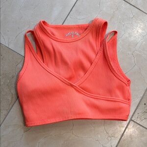 Year of ours Ribbed  Crop Top tank top sports bra small EUC orange tangerine